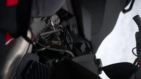 Detailed CloseUp View of a Snowmobile Engine Compartment for Enthusiasts and Stock-Footage 314044469