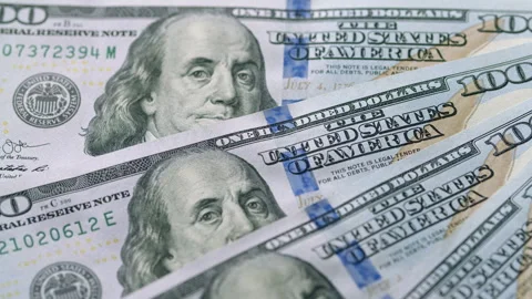 Detailed CloseUp View of U.S. One Hundred Dollar Bills for Financial Understandi Stock Footage 303615278