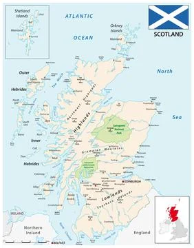 A detailed colored vector map of Scotland Stock Illustration