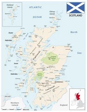 A detailed colored vector map of Scotland Stock Illustration