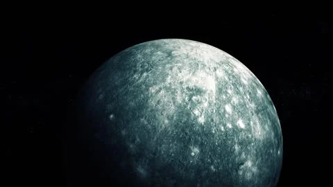A detailed cratered moon or planet seen against a dark space background, sh.. Stock Footage 340383441
