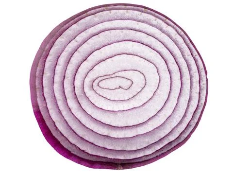 Detailed cross section view of a raw purple onion showing inner rings on wh.. Foto stock
