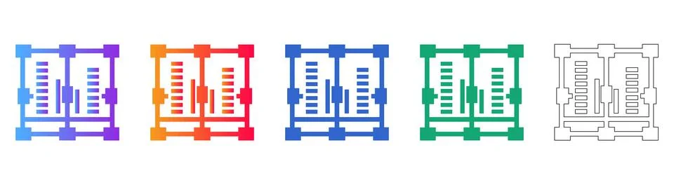 Detailed Data Matrix Icon Set Stock Illustration