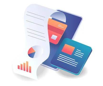 Detailed data of online payment transactions Stock Illustration