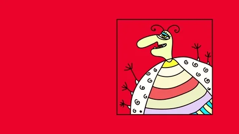 Detailed drawing of an old bug with a positive attitude isolated on the right Stock-Footage 131682427