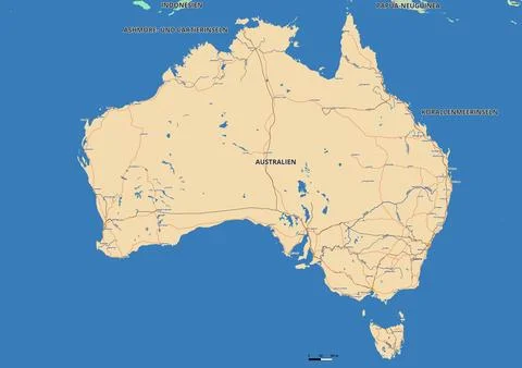 Detailed editable vector map of Australia on German language Stockillustratie