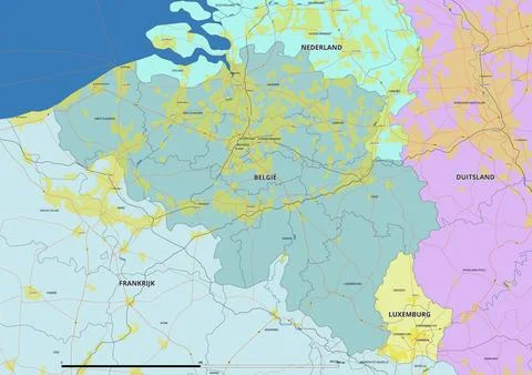 Detailed editable vector map of Belgium on Dutch language Stockillustratie