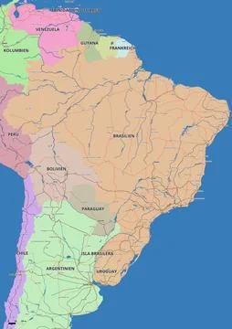 Detailed editable vector map of Brazil, Brasilia on German language Stock-Illustration