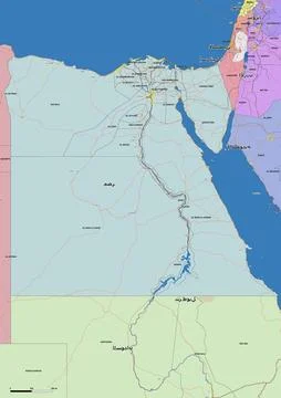Detailed editable vector map of Egypt on Arab language Stock Illustration