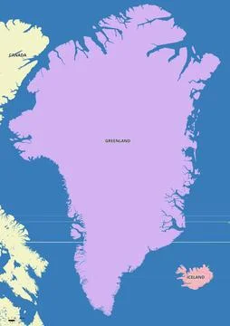 Detailed editable vector map of Greenland on English language Stock Illustration
