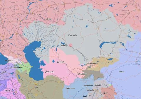 Detailed editable vector map of Middle East  on Arab language Stock Illustration