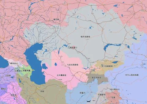 Detailed editable vector map of Middle East  on Chinese language Stock Illustration