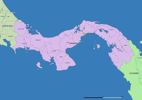 Detailed editable vector map of Panama on French language Stockillustratie
