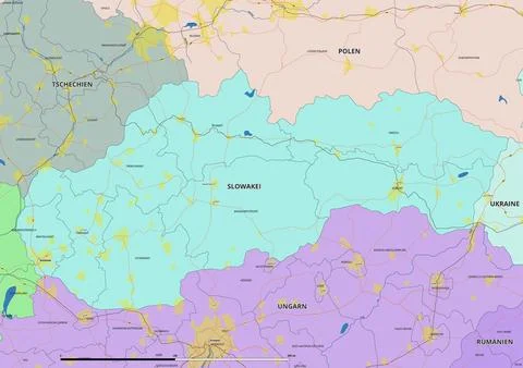 Detailed editable vector map of Slovakia on German language Stock Illustration