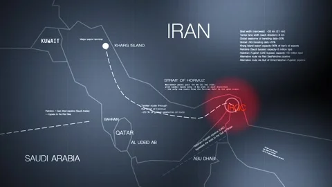 A detailed editorial infographic map highlighting strategic shipping routes Stock Footage 341436564