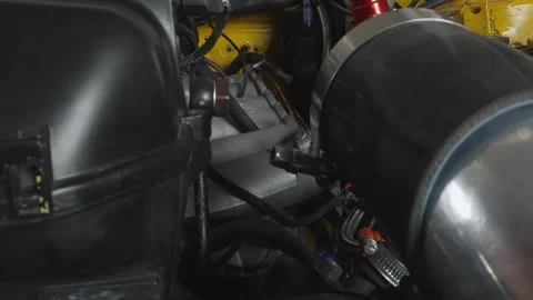 Detailed engine assembly. Highquality fitting and testing of engine parts Stock Footage 336862650
