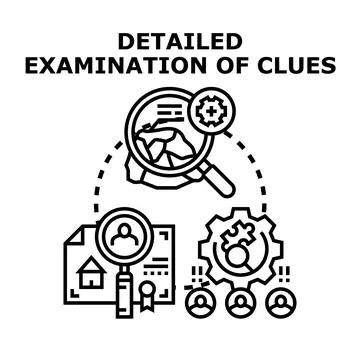 Detailed examination of clues for problem solving Stock Illustration