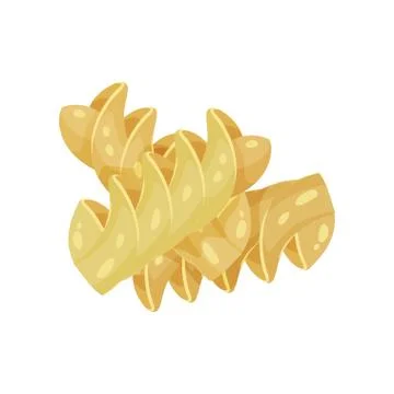 Detailed flat vector design of uncooked fusilli. Dish of Italian cuisine Stock Illustration