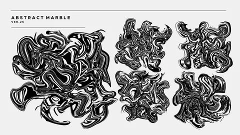 Detailed fluid marble abstract shape design template. Elegant alcohol ink vector Stock Illustration