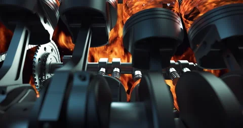 Detailed Footage of V8 Car Engine Starting Up at Fuel Station. Stock Footage 277406008