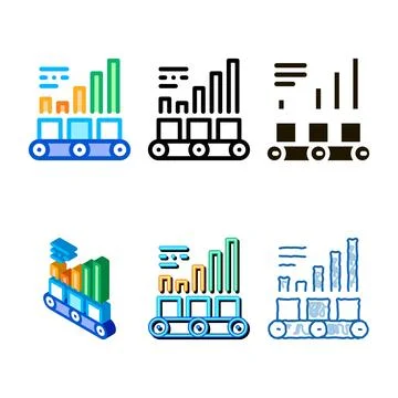 Detailed graph statistics icon vector outline variants Stock Illustration