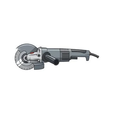 Detailed gray angle grinder power tool for industrial construction use イラスト素材
