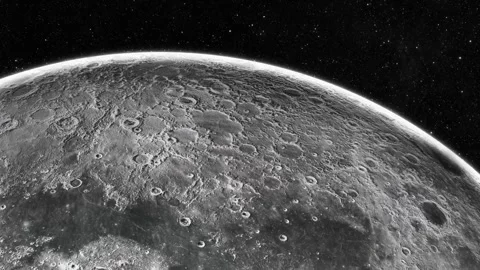 Detailed grayscale view of a cratered moon surface against a dark starry sp.. 動画素材 337080211