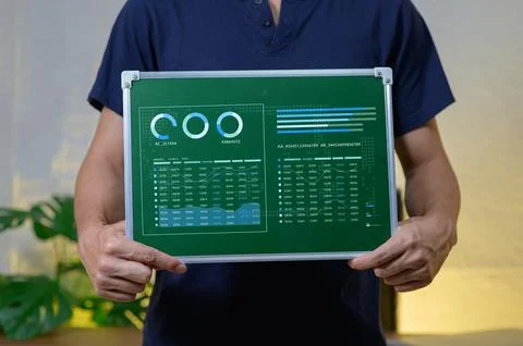 Detailed Green Chart Presentation with Data Visualization Techniques 스톡 사진