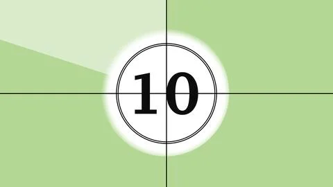A detailed green cinematic countdown featuring a bold black number ten cent.. Stock Illustration