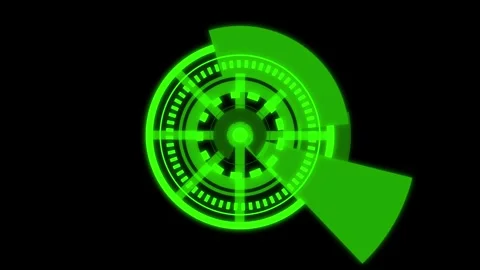 A detailed green circular scanning interface with digital elements rotating Stock Footage 337956097