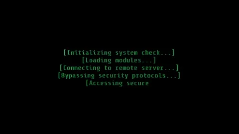 Detailed Green Text on a Black Screen Shows a Hacking Process, Including Remote Stock Footage 281454379