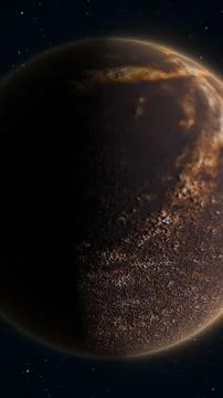 Detailed half-lit planet in space with illuminated surface textures and a d.. Stock Illustration