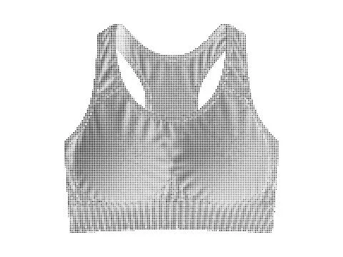 Detailed halftone stipple effect of athletic bra silhouette in black ink on.. Stock Illustration