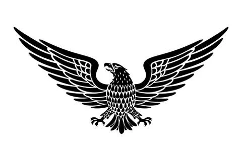 Detailed Hand Drawn Eagle Holding Scroll Vector Stock Illustration