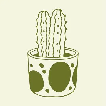 Detailed hand drawn vector illustration of two column cacti in a stylish 스톡 일러스트