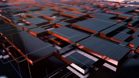 Detailed high-tech geometric abstract background.  3D illustration. Stock Illustration