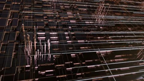Detailed high-tech geometric abstract background.  3D illustration. Stock Illustration
