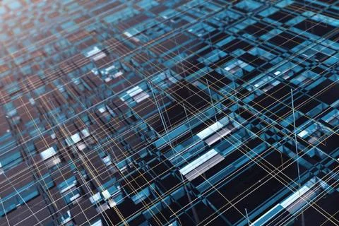 Detailed high-tech geometric abstract background.  3D illustration. Stock Illustration