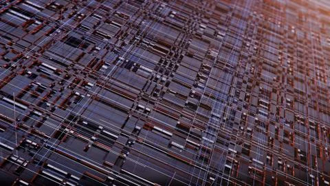 Detailed high-tech geometric abstract background.  3D illustration. Stock Illustration