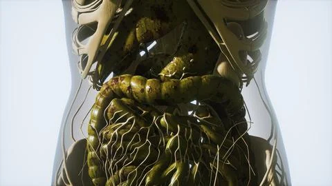 Detailed human digestive system anatomy Stock Illustration