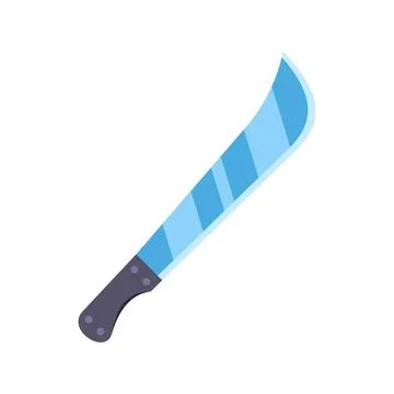 Detailed illustration of a sharp blue machete blade with dark handle Illustration