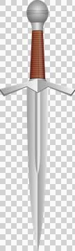 Detailed image of a dagger with a silver blade, brown handle, and horizonta.. Stock Illustration