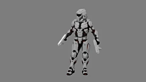 A detailed image of an elite Space Marine warrior shown isolated Stock Footage 336522751