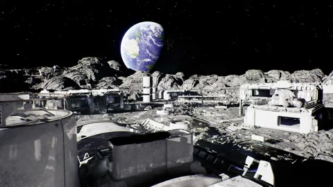 Detailed image of habitat modules with textured outside surfaces Stock Footage 333991807