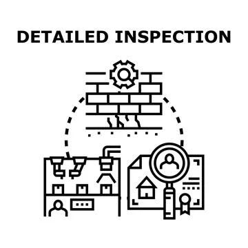 Detailed inspection process checking property construction and quality Stock-Illustration