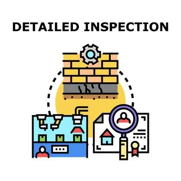 Detailed inspection process checking property construction and quality Stock Illustration