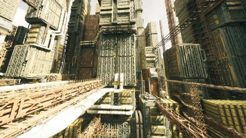 Detailed interconnected piping and structural elements create vast labyrinth Stock Footage 341833251