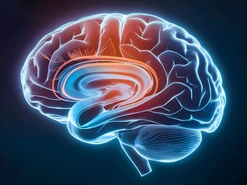 Detailed internal structure of the brain Includes the cerebellum, cerebellu.. Stock Illustration