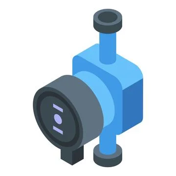 Detailed isometric vector graphic of a blue electric motor, isolated on white Illustrazione stock