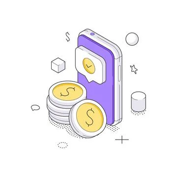 A detailed isometric vector illustration showing financial growth. Smartphone Stock Illustration
